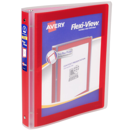 Avery Flexi-View 3 Ring Map, 1 Inch Ronde Ringen, 1 Rode Map (17606)