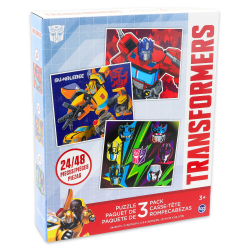 Transformers Conjunto de Quebra-Cabeças Transformers - Pacote de 3 com Dois Quebra-Cabeças de 24 Peças e um de 48 1