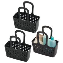 iDesign Caddy de Duche Portátil para Residência Universitária ou Casa de Banho, Conjunto de 3, Preto, Fabricado nos EUA