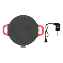 (US Plug 110V) 30cm runder koreanischer BBQ-Grill, Antihaft, rauchfrei, Gusseisen, EU