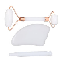 (White jadestone) Jadestone Roller Gua Sha Set Groen