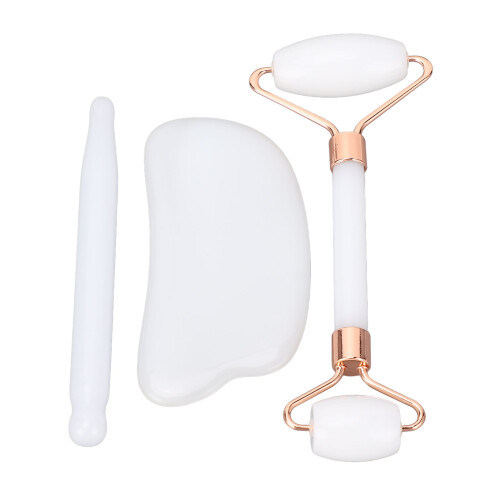 (White) 3-delig Jadestone Roller Set met Wit Acupunctuurstift 1