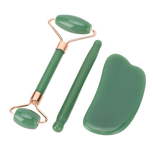 (Green) 3-delig Jadestone Roller Set met Wit Acupunctuurstift 2