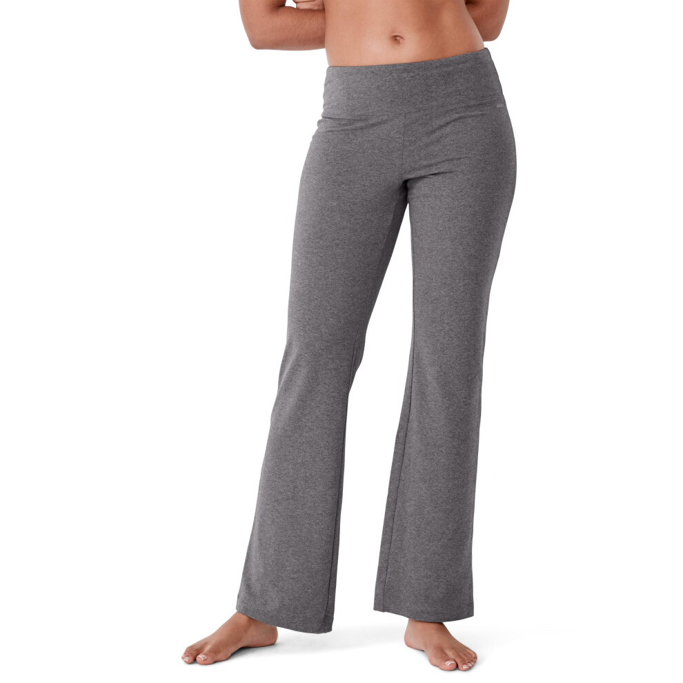Jockey Women's Activewear Cotton Stretch Slim Bootleg Pant Charcoal Heather 1X Grey