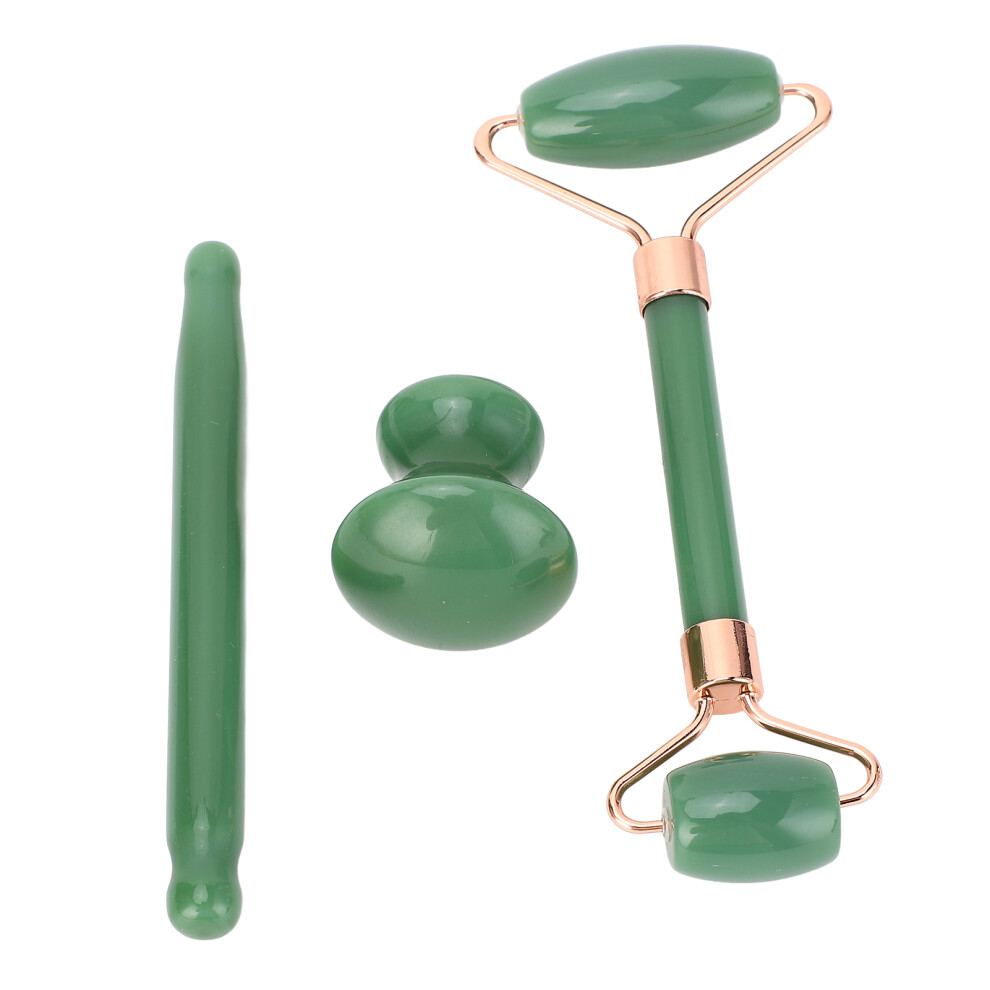 (Green) 3pcs Gua Sha Tools Mushroom Roller Remove Wrinkles White