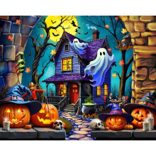 Springbok Haunted Halloween Party 1000-delige puzzel voor volwassenen - Vier Halloween in ons favoriete spookhuis
