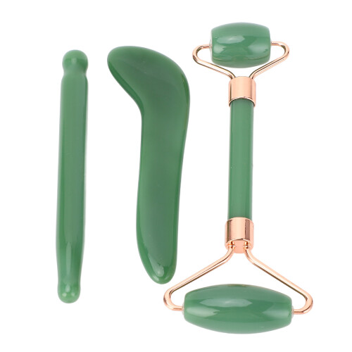 (Green) 3x Witte Jade & Gua Sha Anti-aging Set 2
