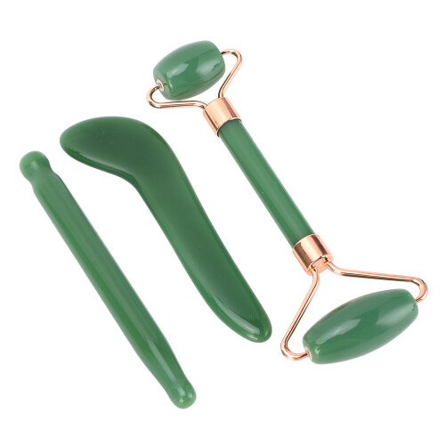(Green) 3x Witte Jade & Gua Sha Anti-aging Set 1