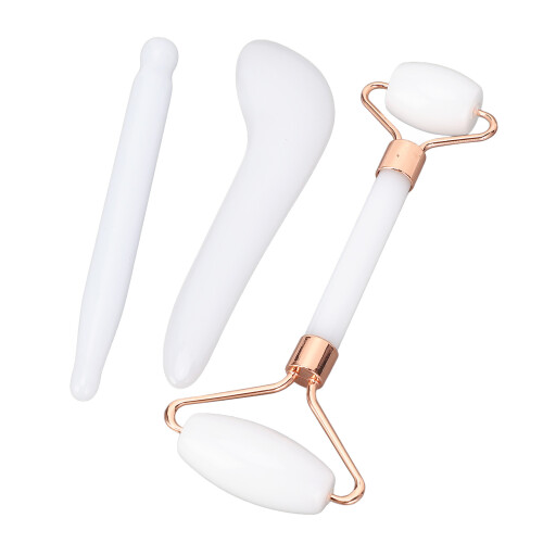(White) 3x Witte Jade & Gua Sha Anti-aging Set 2