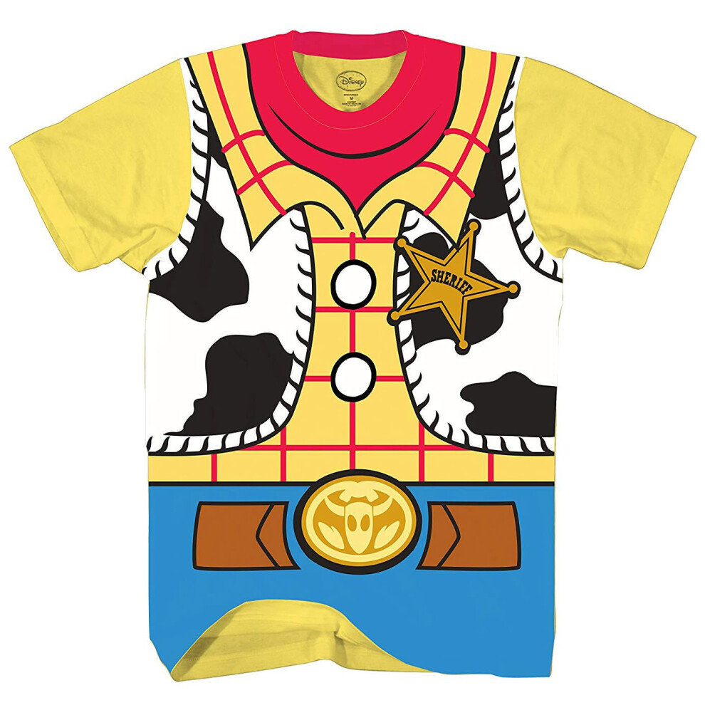 Disney Toy Story Sheriff Woody Cowboy Costume Adult T-Shirt(Md Yellow)
