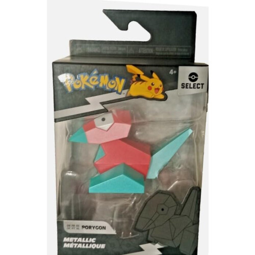 Figura de Ação Pokémon Select Metálica - Figuras de Batalha de 3 polegadas com Acabamento Metálico (Porygon)