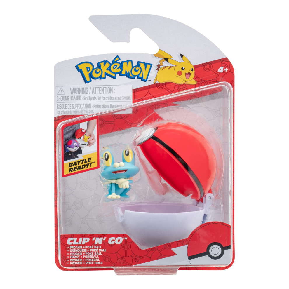 Photos - Action Figures / Transformers GO Pokémon Clip ‘N'  FROAKIE Includes 2-Inch Battle Figure and Poke Ball PKW3133 