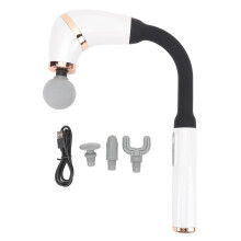 (White) Massage Gun 4 Heads 6 Speeds Deep Tissue Blue