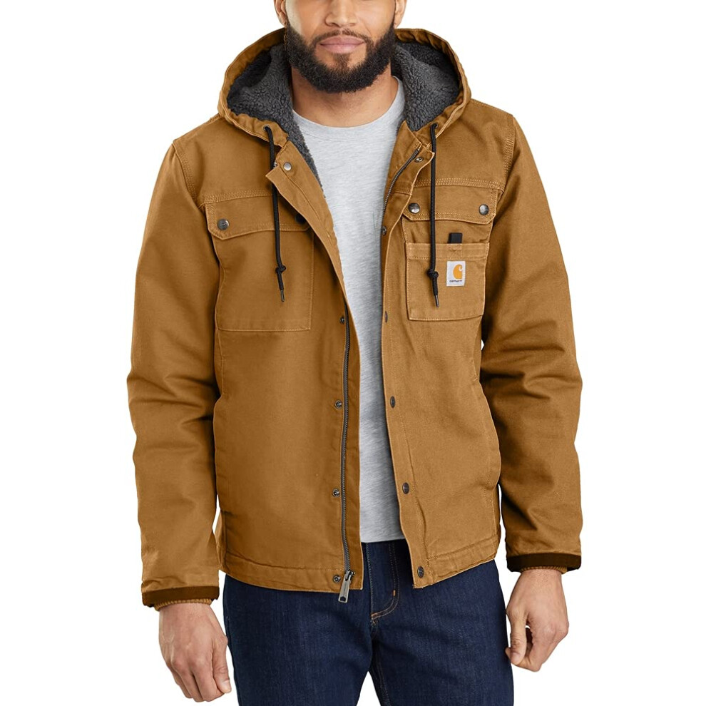 Carhartt Men's Relaxed Fit Washed Duck Sherpa-Lined Utility Jacket - Medium/Tall Brown