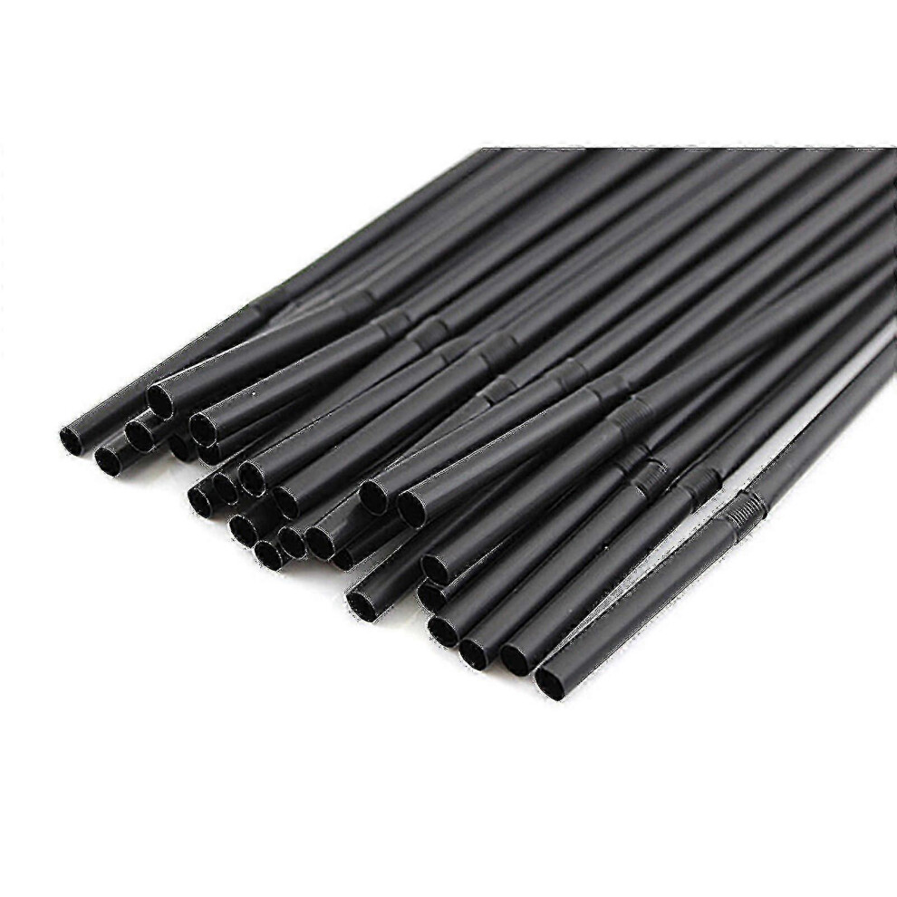 （100Pcs） 100/1000Pcs Flexible Drinking Straws For Wedding Party A Black