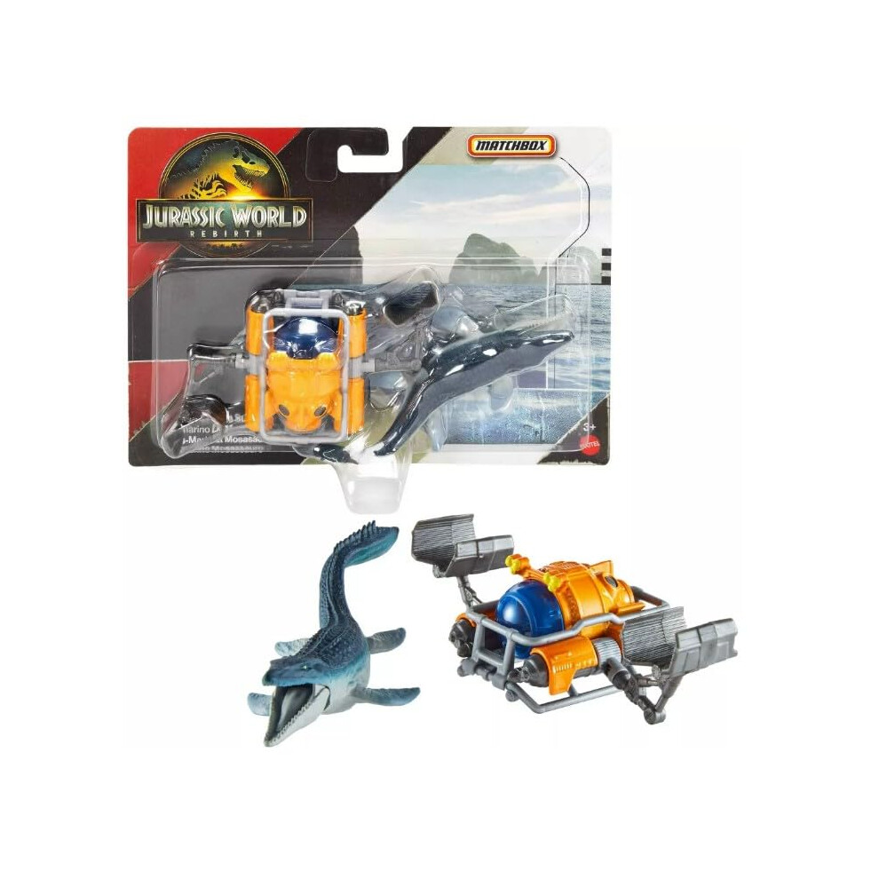 Hot Wheels Jurassic World Rebirth, Dinosaur Collection Vehicle And Figure (Mosasaurus Sea Sub)