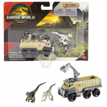 Hot Wheels Jurassic World Rebirth Collezione di dinosauri, veicolo e personaggio (Velociraptor Blue e Atrociraptor Capture Truck)