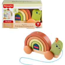 Fisher-Price Wood Toddler Toy Pull-Along Stacking Snail Tiny Garden 6-Piece Wooden Activity for Motor Skill Development Kids Ages 18+ Months (Amazon