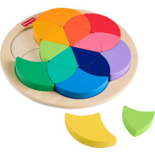 Fisher-Price Wood Preschool Toy Color Wheel Puzzle 19 Wooden Pieces for Shape-Sorting Play Preschool Kids Ages 3+ Years
