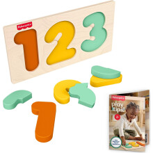 Fisher-Price Houten Montessori-speelgoed 1-2-3 puzzel American Montessori Society Seal of Excellence 6-delige houten leeractiviteit en deskundige spe