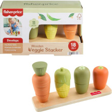 Fisher-Price Giocattolo in legno per bambini Impilatore di verdure Piccolo giardino Attivit? di classificazione e impilamento in legno per bambin
