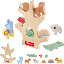 Fisher-Price Brinquedo de Equilíbrio em Madeira Árvore, 10 Peças para Crianças a Partir dos 3 Anos