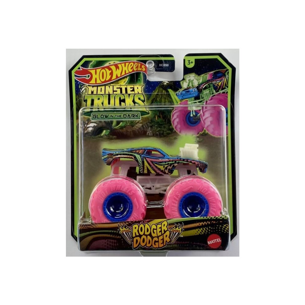 Hot Wheels Monster Trucks Glow In The 1:64 Scale Trucks (Rodger Dodger) Dark