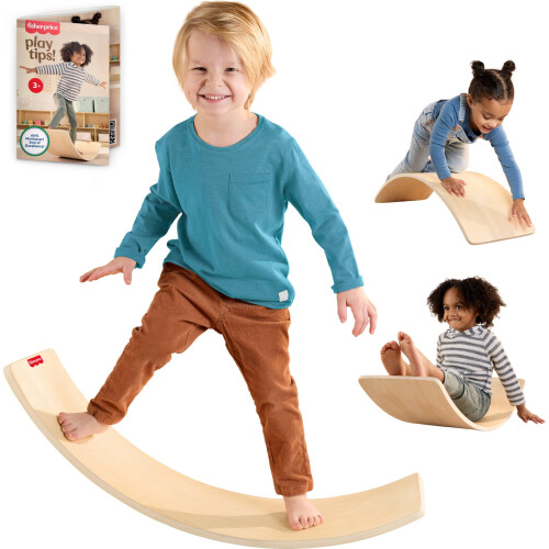 Fisher-Price Fisher-Price Tábua de Equilíbrio Montessori de Madeira, 31,7 polegadas, Selos de Excelência