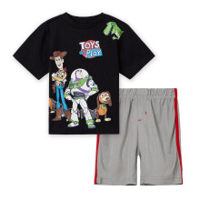 Disney Toy Story Peuterkleding T-Shirt en Mesh Basketball Shorts Set Zwart/Grijs 5T