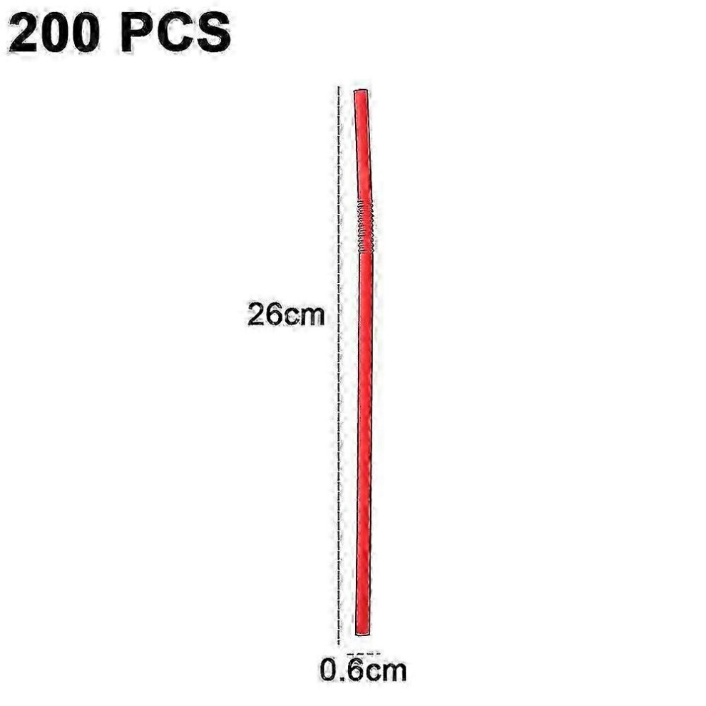 (Red) 200 Flexible Plastic Straws, Extra Long, Colorful, Disposable, For Parties Red