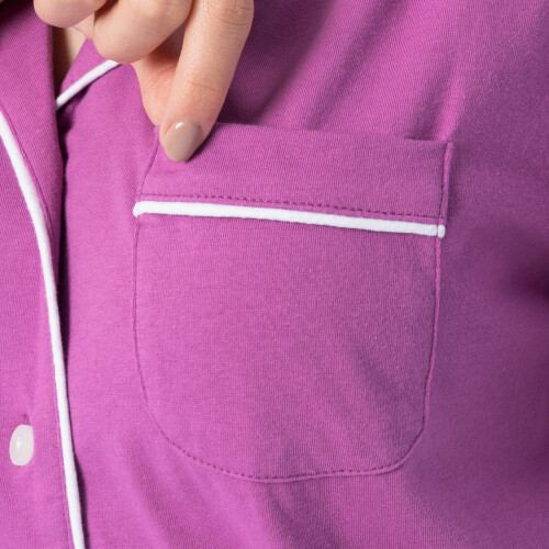 Fruit Of The Loom Fruit of the Loom Dames Piped Button Down Slaapset, Radiant Orchid 2
