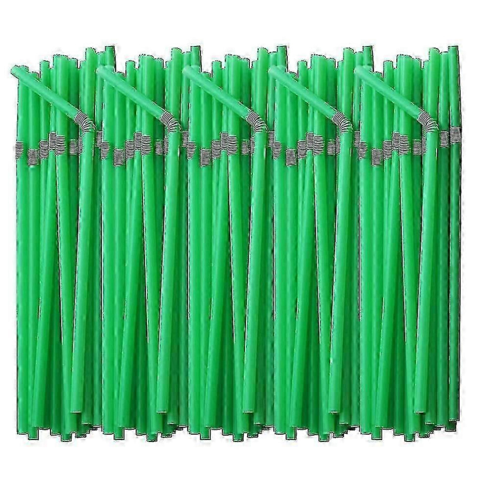 (Green) 200 Flexible Plastic Straws, Extra Long, Colorful, Disposable, For Parties Green