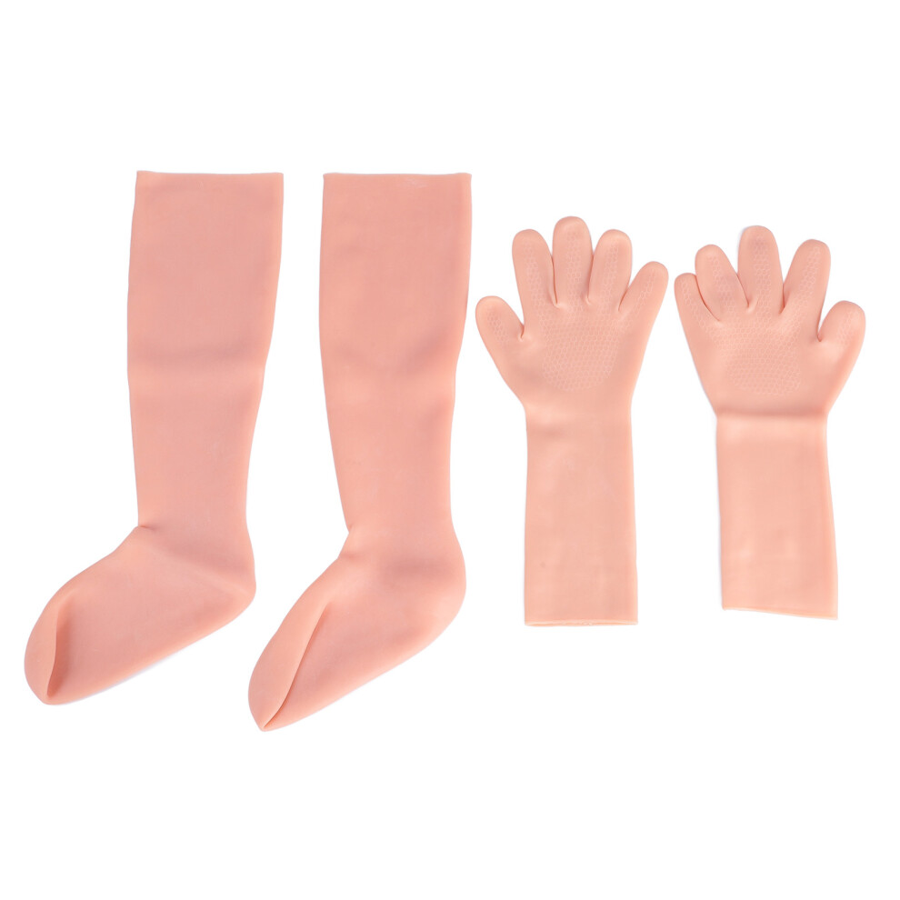 (Skin Color) 2 Pairs Moisturizing Gloves Socks Set for Hands Feet
