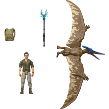 Jurassic World Rebirth: Dr. Henry Loomis & Pteranodon Dinosaur Toy Mattel JGB83