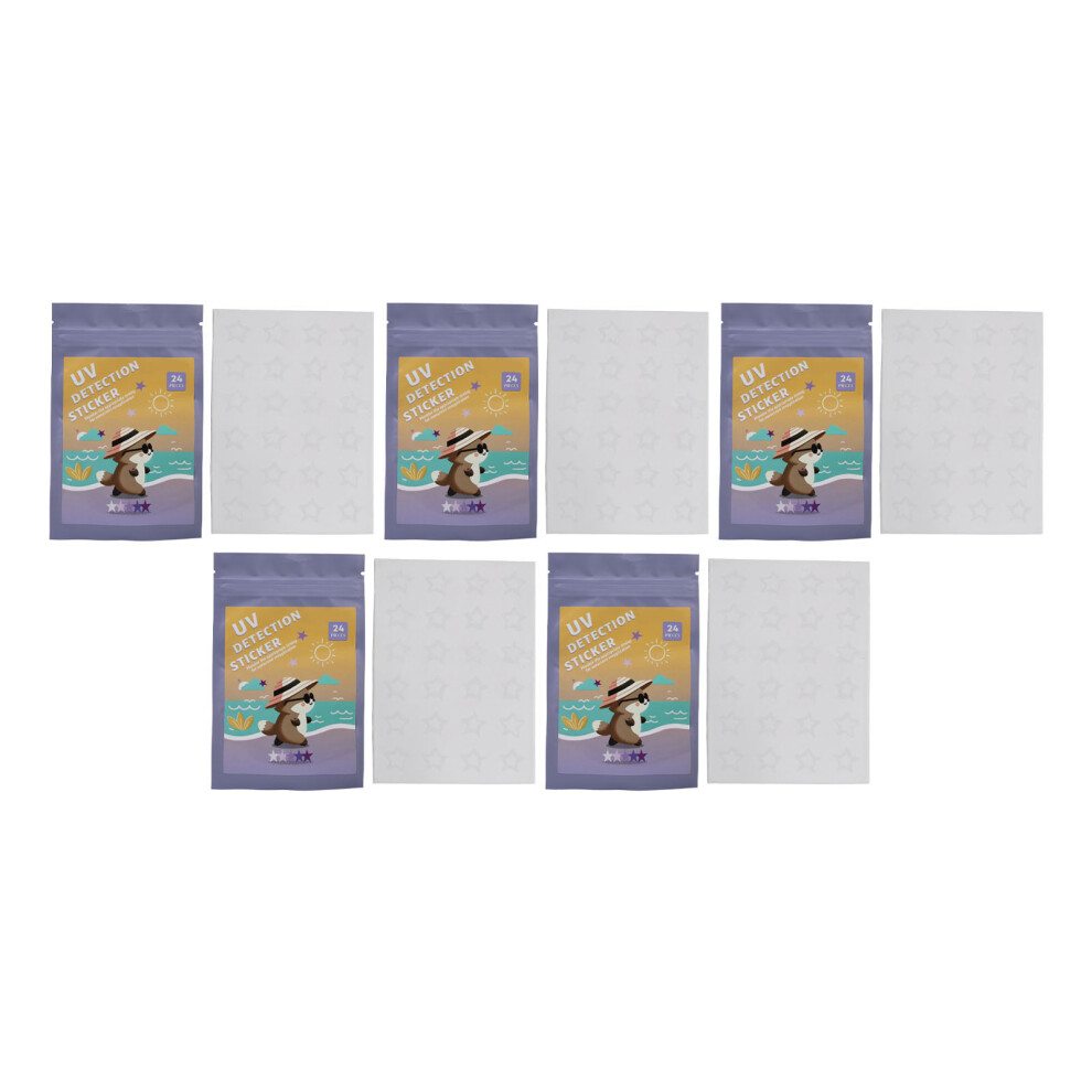 (Star) 120pcs UV Detection Stickers Reusable Sunscreen Reminder
