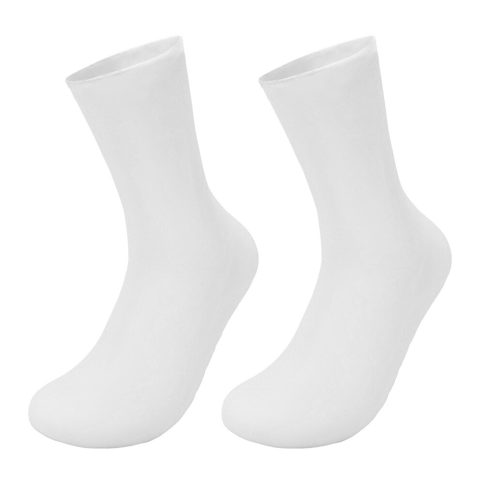 White (L) Silicone Moisturizing Socks Ankle Length For Dry Cracked Feet