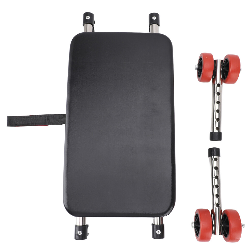 Walker Rest Seat Wheels Folding Padded Stainless Steel Red
