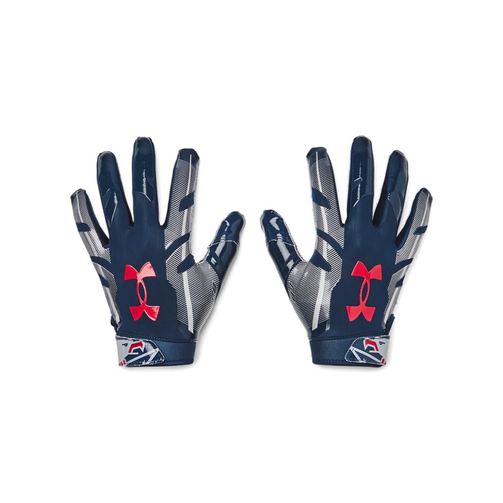 Under Armour Men's F8 Novelty Football Gloves (409) Academy/Steel/Red Medium