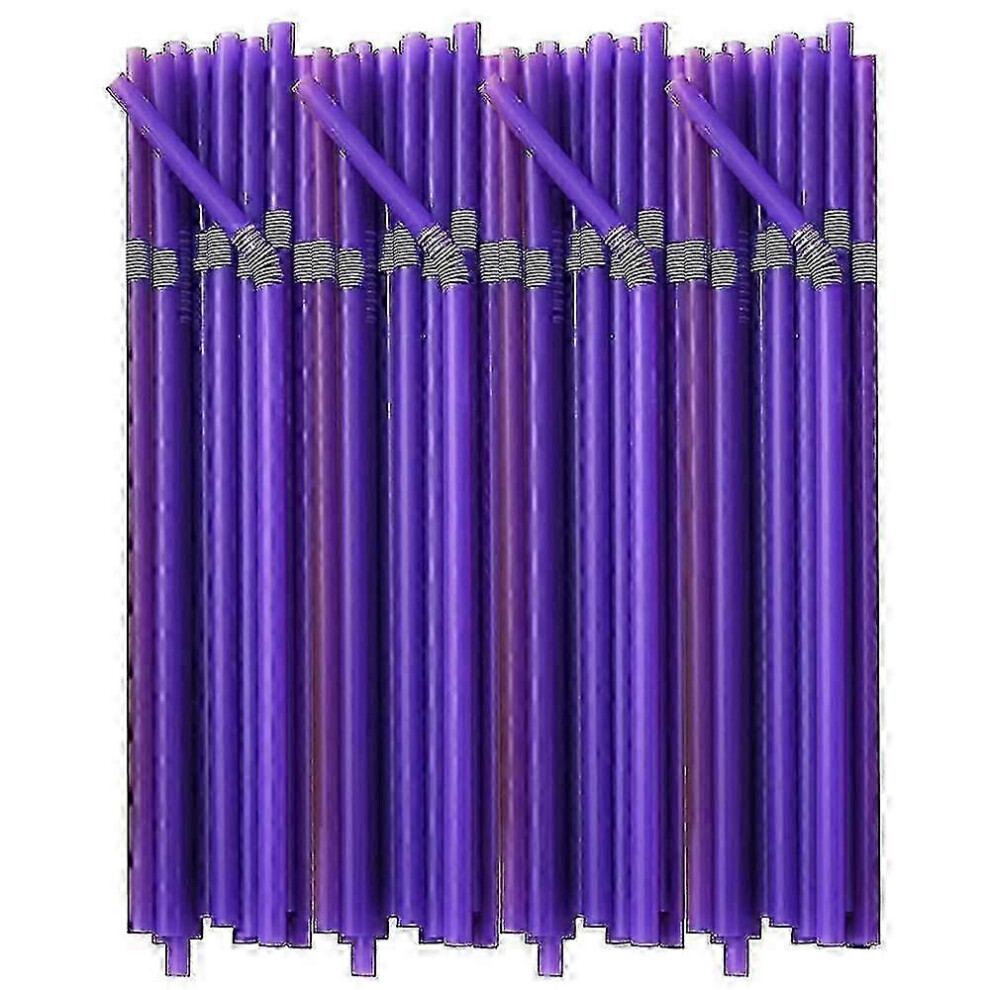 (Purple) 200 Flexible Plastic Straws, Extra Long, Colorful, Disposable, For Parties Purple
