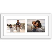 Americanflat 5x7 Double Picture Frame with Shatter-Resistant Glass - Fits Two 5x7 Photos or use as One 7x16 Frame - Signature Collection - Collage Fr