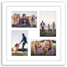 Americanflat 4x6 Collage Picture Frame with Shatter-Resistant Glass - Fits Four 4x6 Photos or Use as One 12x12 Picture Frame - Signature Collection -