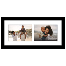 Americanflat 5x7 Double Picture Frame with Shatter-Resistant Glass - Fits Two 5x7 Photos or use as One 7x16 Frame - Signature Collection - Collage Fr