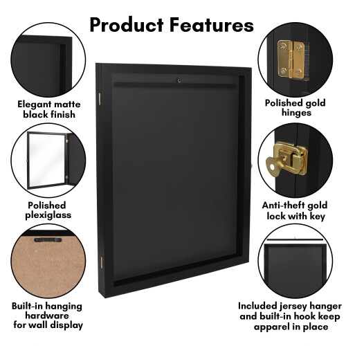 Americanflat Kids Jersey Frame Display Case Lockable - 18x24 Sport Shadow Box 2