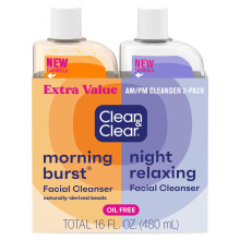 Clean & Clear 2-Pack Limpiadores Faciales Sin Aceite con Aroma a Cítricos, Mañana y Noche, 16 oz