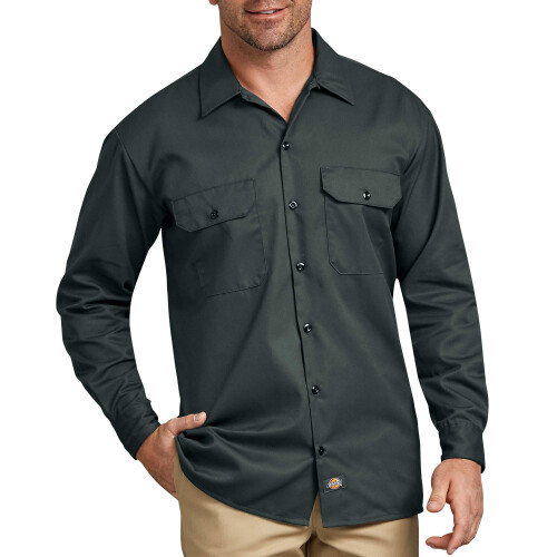 Dickies Dickies Lang?rmede Work Utility Button Down-skjorter til m?nd Hunter Green XX-Large US