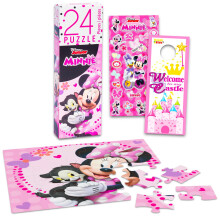 Disney Minnie Mouse Puzzle Bundle  Minnie Mouse Puzzle 24 pices avec autocollants Minnie Mouse | Cadeaux de fte Minnie (Jeux Minnie Mouse pour
