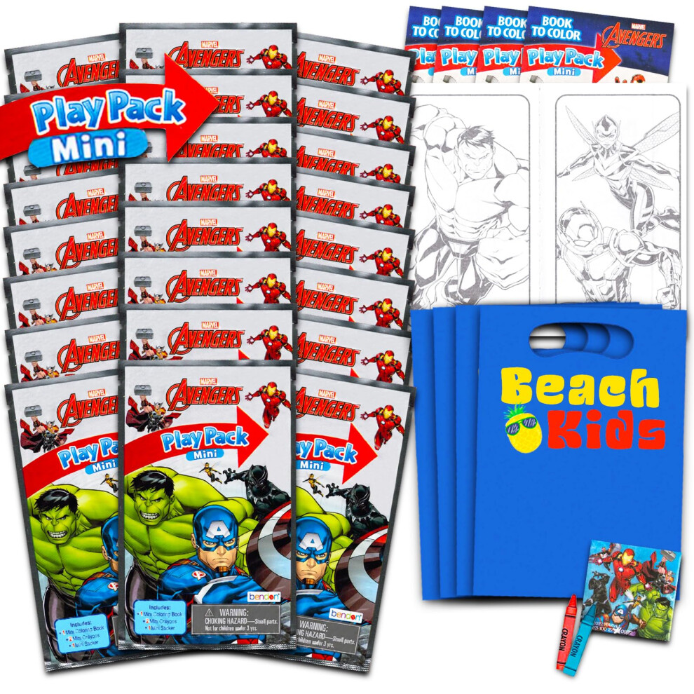 Marvel Avengers Mini Party Favors Set - Bundle With 24 Mini Grab N Go Play Packs With Coloring Pages Stickers More | Avengers Birthday Supplies