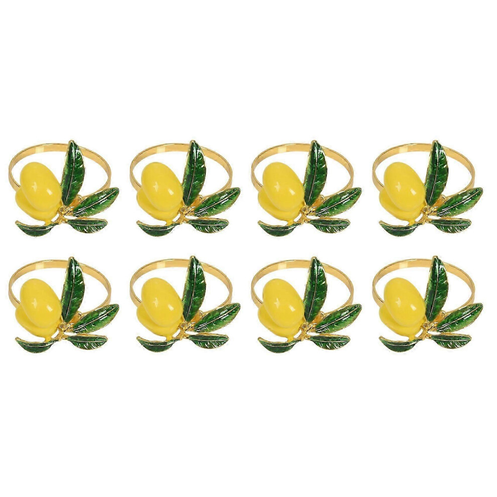 Set of 8 napkin rings, lemon wedding napkin holders, gold napkin buckle for table decoration, parties, holidays, family gatherings-image-OPC-PMHHDMQ-NEW