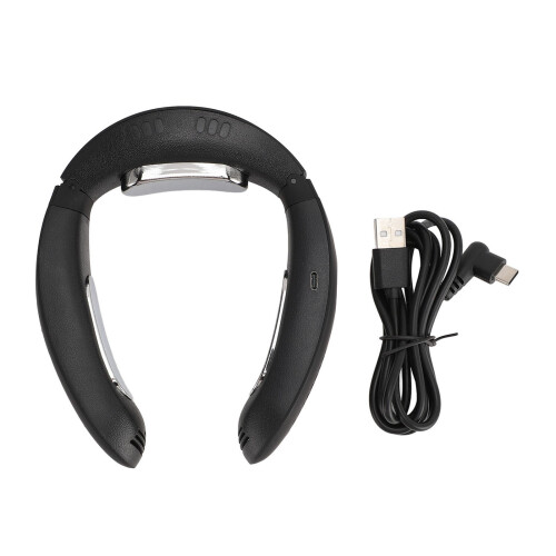 Ventilatore collo senza lame USB a batteria per campeggio, nero