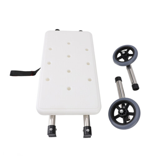 Walker Shower Board White 6" Adjustable Height Stainless Steel Wheels 1